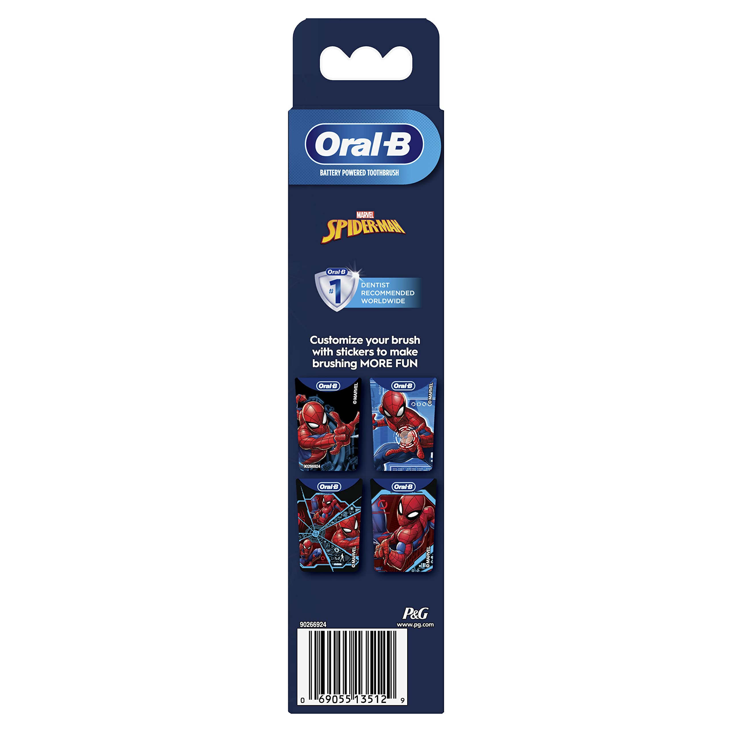 Child brushing with Oral-B Spider-Man toothbrush beside a smartphone displaying the Disney MagicTimer app