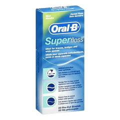 Oral-B Super Floss Mint - pre-cut floss strands (50 per pack) - Pack of 18