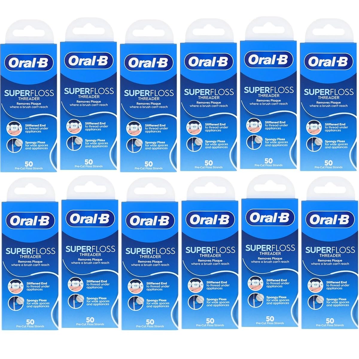 Oral-B Super Floss pre-cut mint strands with threaders – image 1