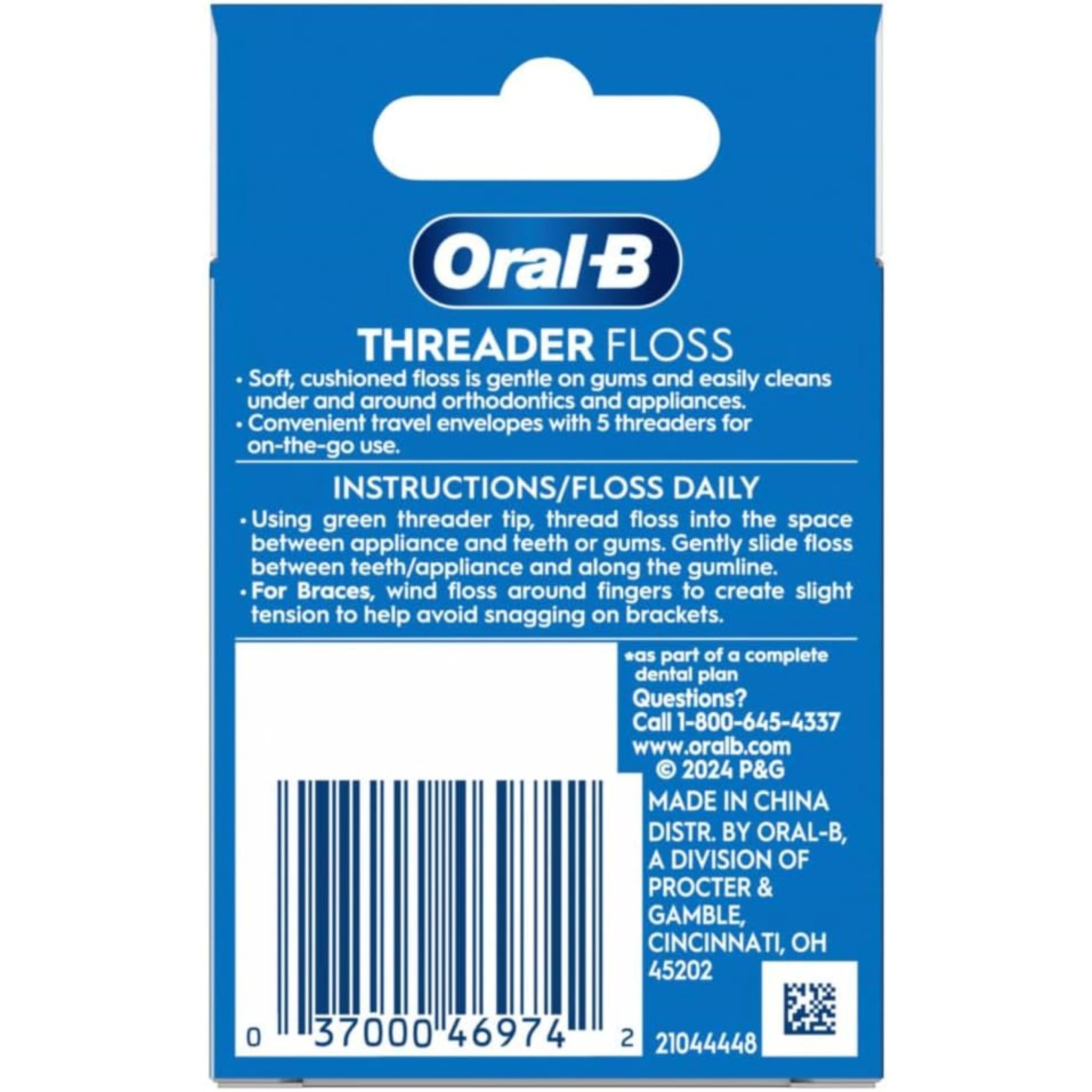 Packaging and product box of Oral-B Threader Floss