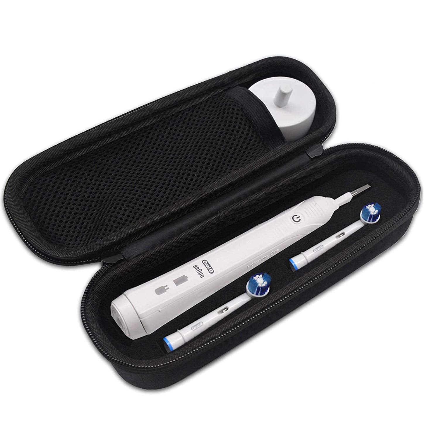 Exterior view of hard travel case for Oral-B Pro toothbrushes