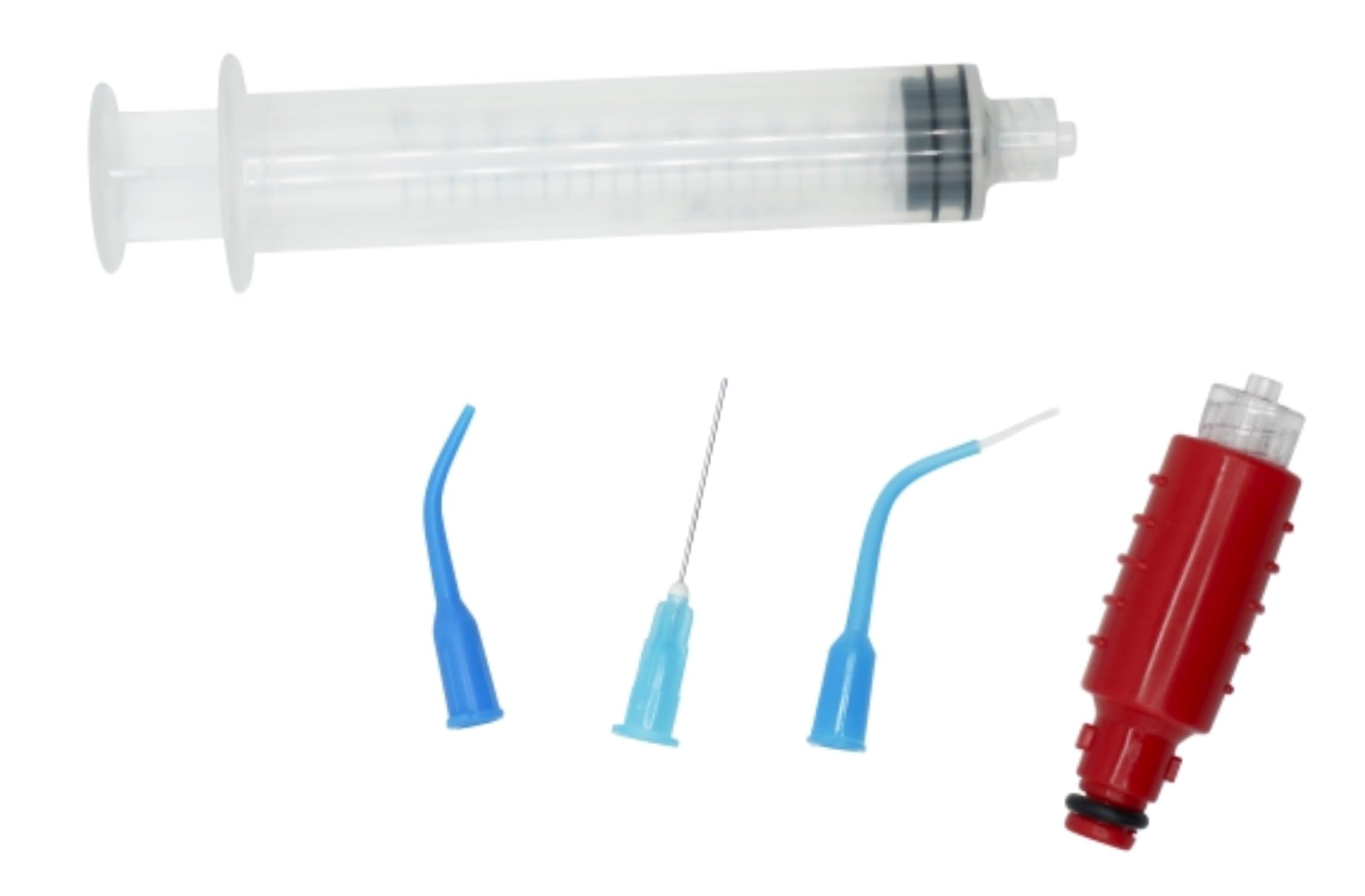 Deep pocket irrigator tips and syringe for Oral Breeze