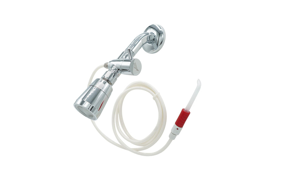 ShowerBreeze connected to shower arm for installation