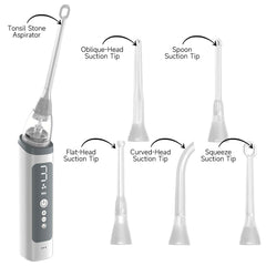Five ultra-soft silicone suction probes for tonsil stones