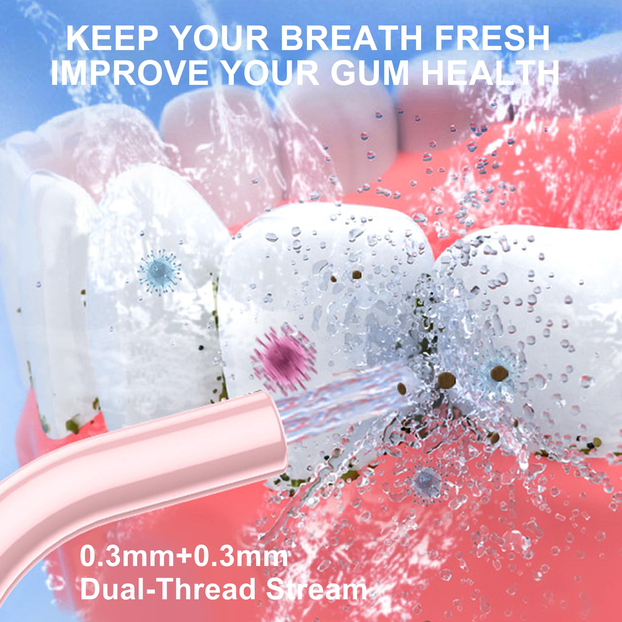 Oral hygiene illustration with water flosser tip