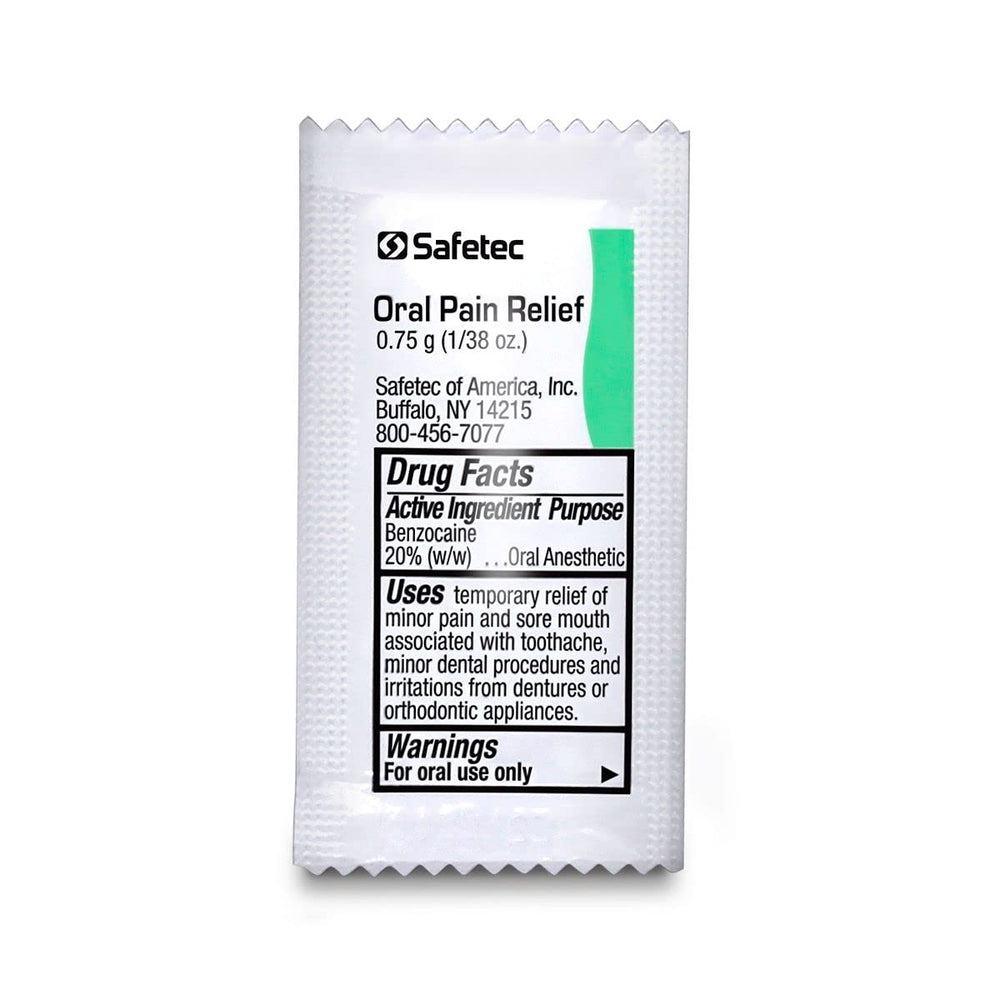 Box containing 144 individually wrapped Oral Pain Relief packets