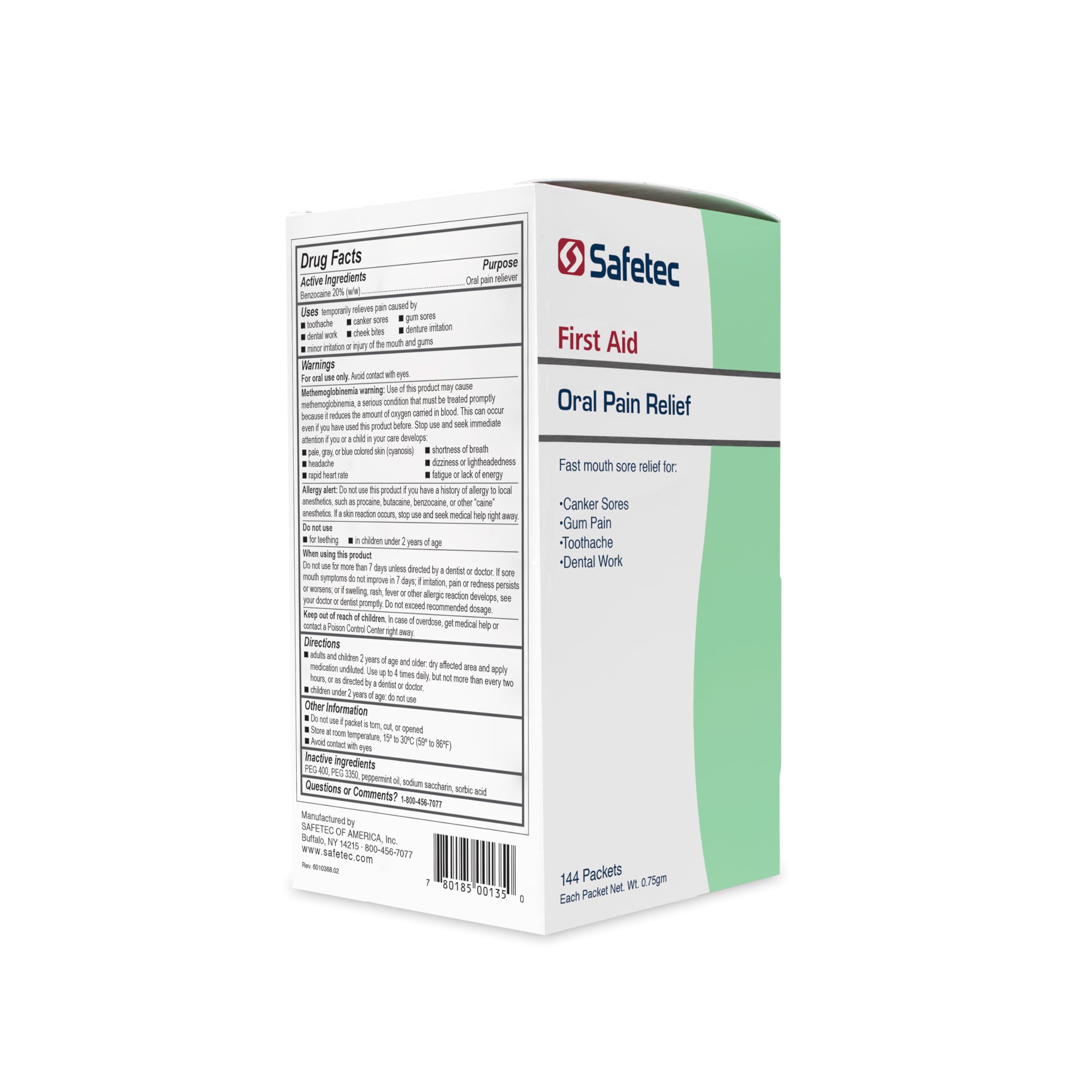 Oral Pain Relief packaging in a first aid kit