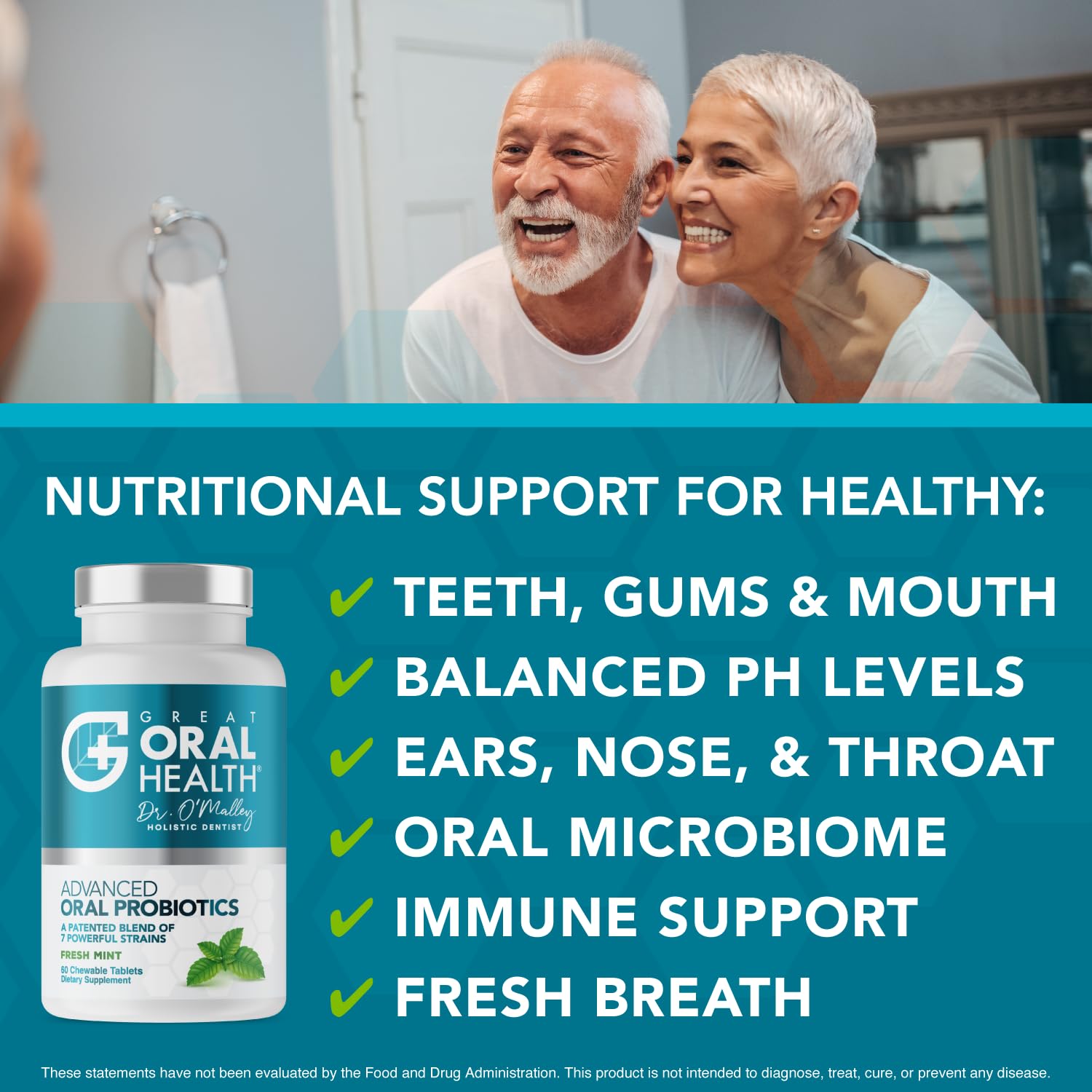 60 chewable probiotic tablets for teeth and gums