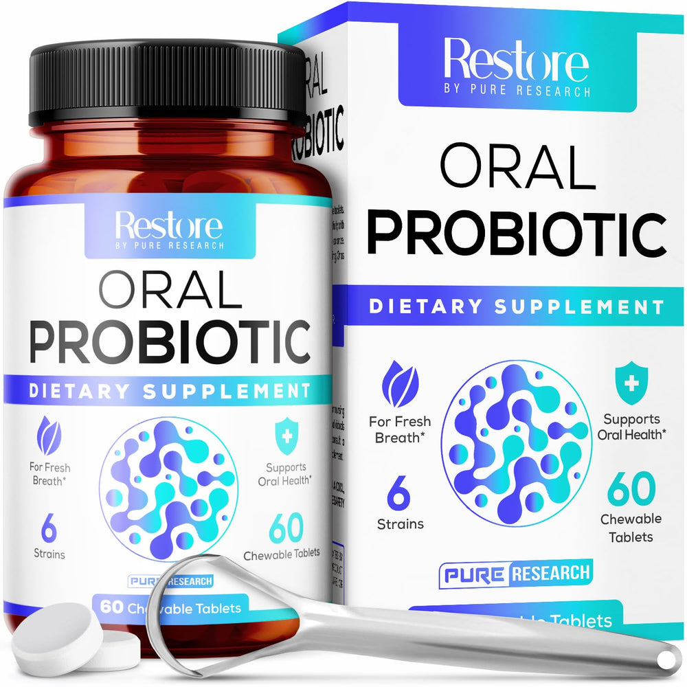 Hero image showing oral probiotics with tongue scraper