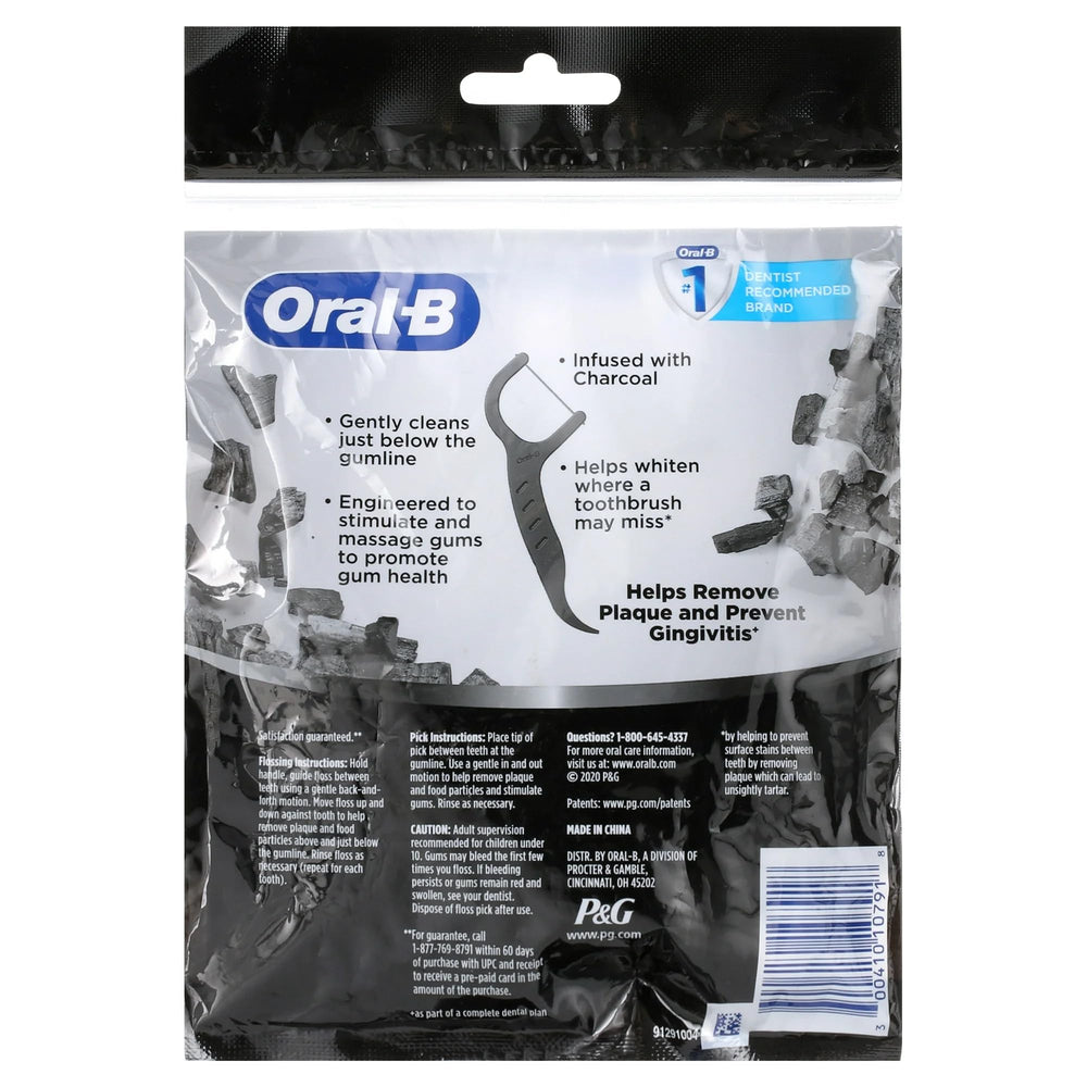 Oral-B Charcoal Infused Mint Floss Picks 75-count packaging