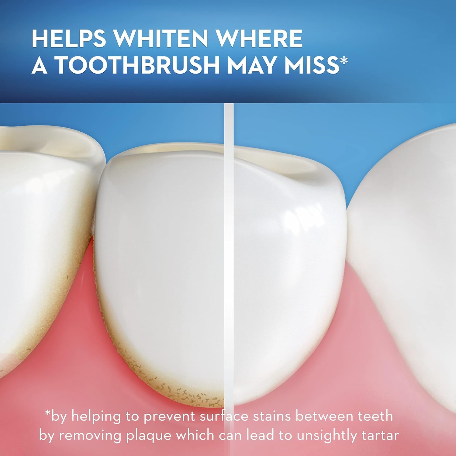 Oral-B Charcoal Infused Mint Floss Picks being used between teeth
