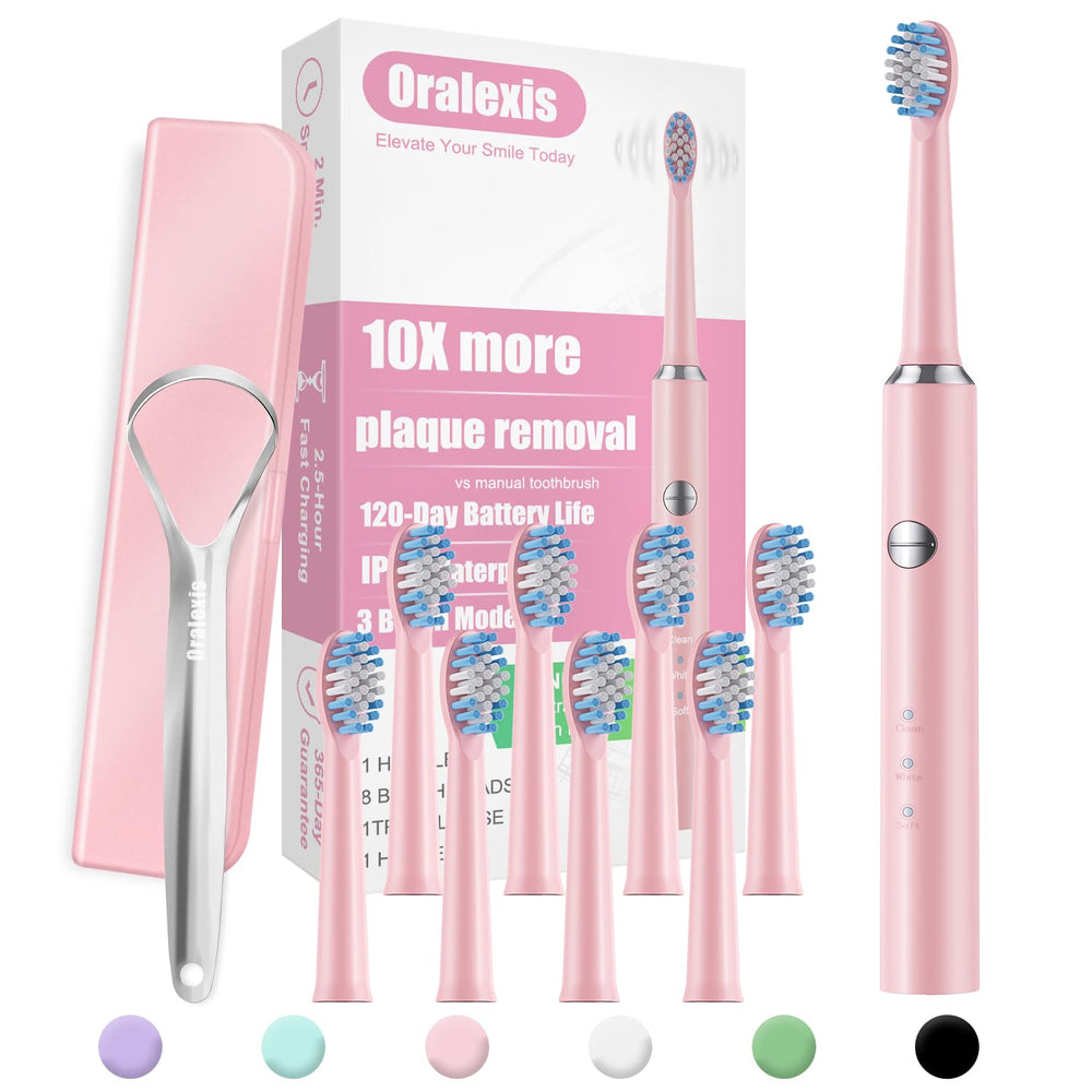 ORALEXIS pink electric toothbrush front view