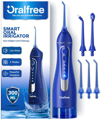 Oralfree cordless water dental flosser with 4 modes in action