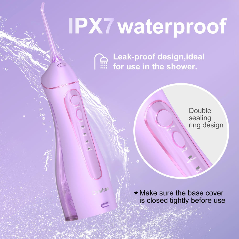 Portable travel-ready water flosser with USB charging cable and accessories