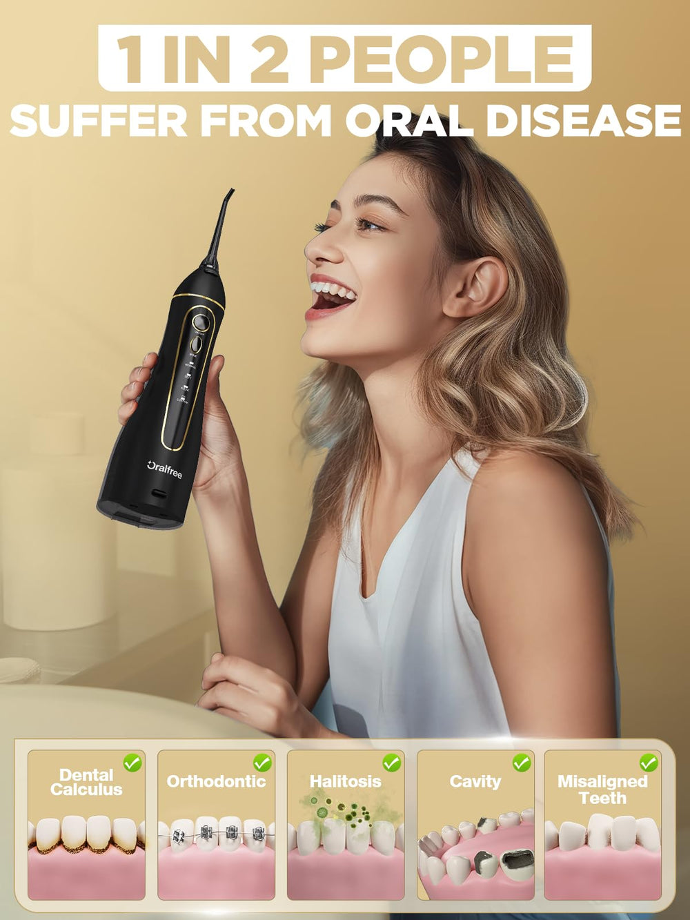 Includes 3 standard nozzles and orthodontic nozzle