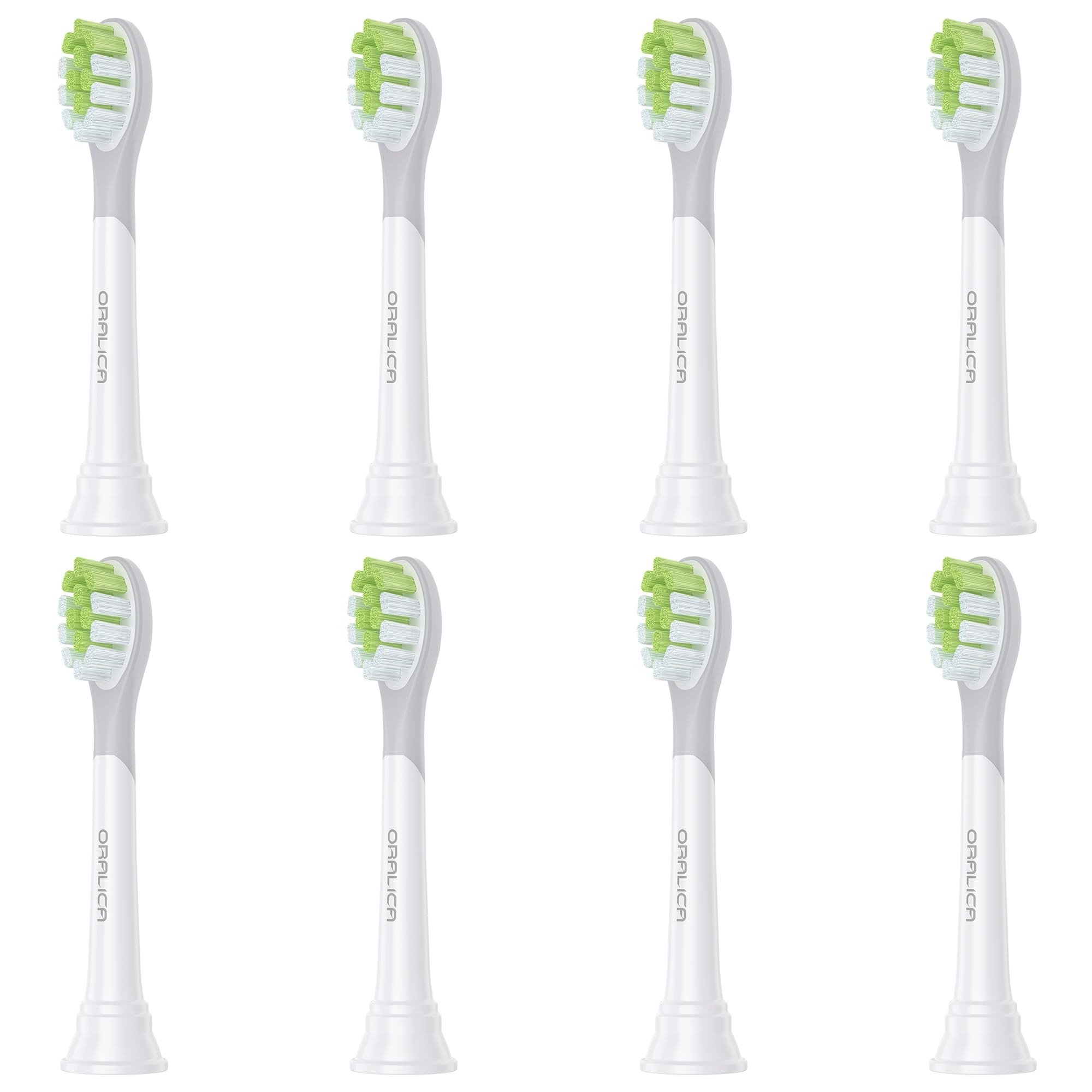 Oralica CA668 whitening replacement toothbrush heads - 8-pack, white