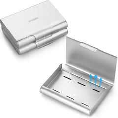 Oralphi 2 Pack aluminum retainer case exterior in silver