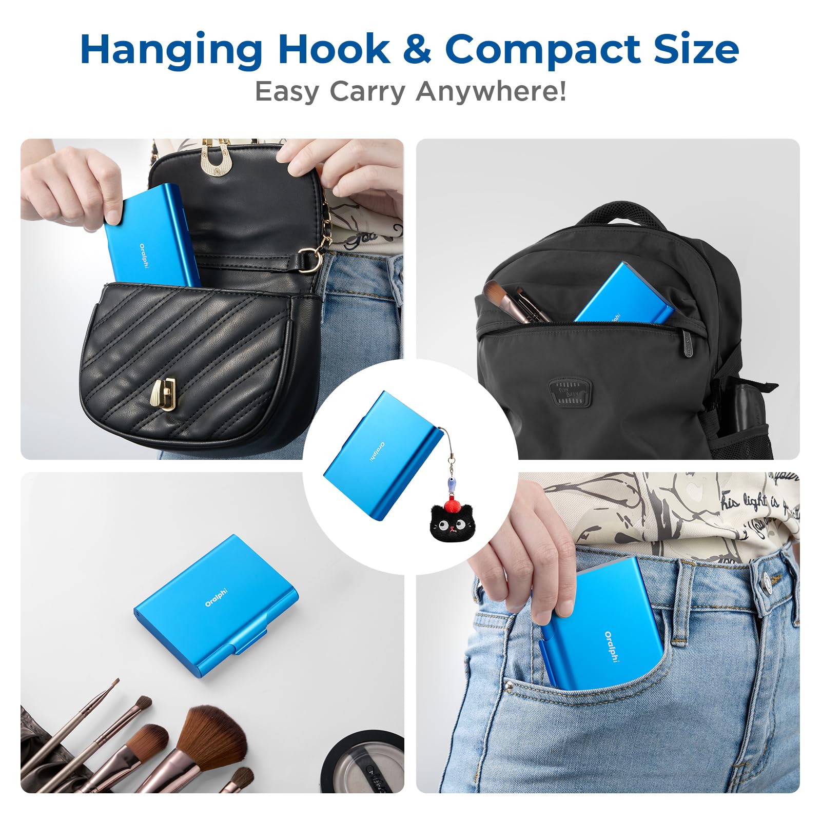 Blue aluminum retainer case in a travel-ready compact form