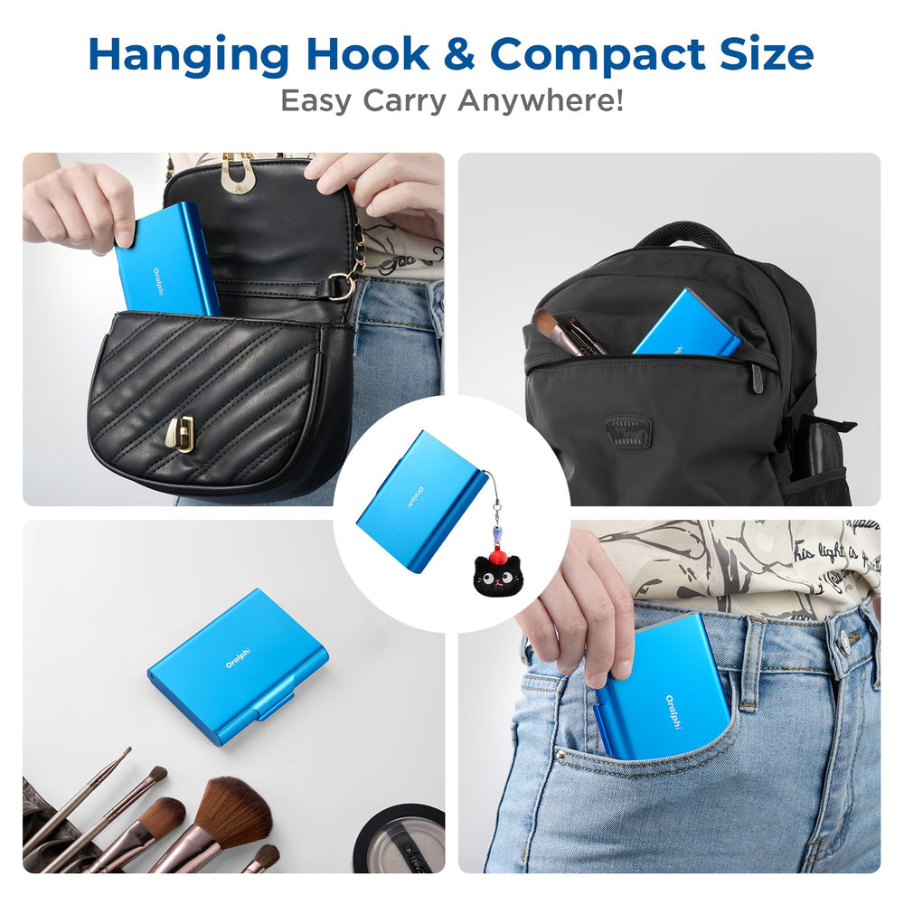 Blue aluminum retainer case in a travel-ready compact form