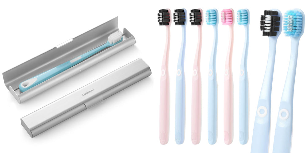 Front view of Oralphi aluminum toothbrush travel case