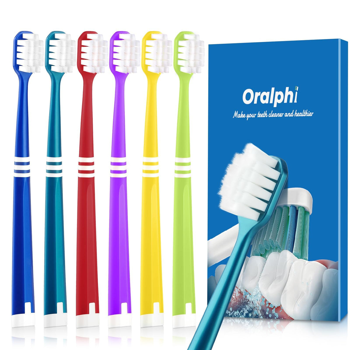 Oralphi toothbrush with 0.6 inch wide head and soft bristles