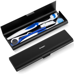 Oralphi Wider Aluminum Travel Toothbrush Case black, front view