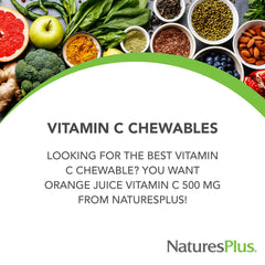 Close-up of orange-flavored chewable Vitamin C tablets