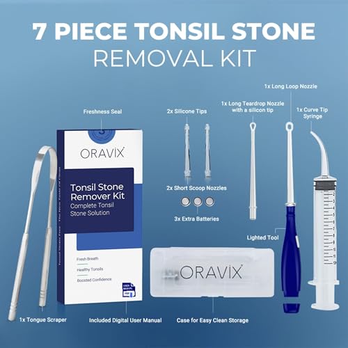 Syringe for tonsil stones included in ORAVIX kit