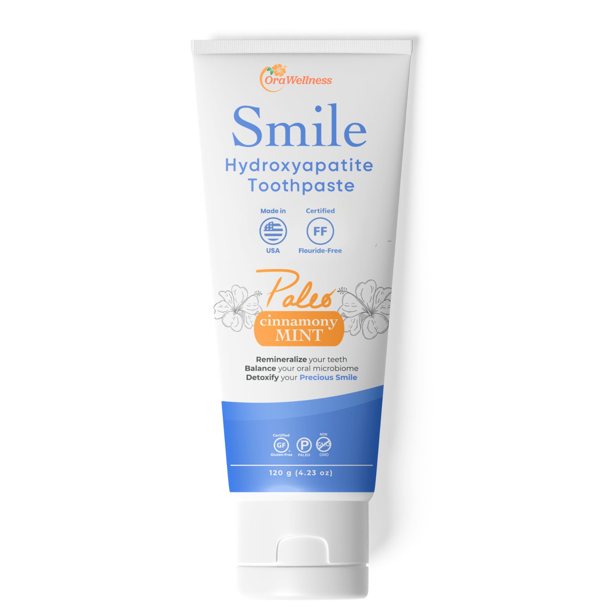 OraWellness Smile toothpaste bottle with cinnamony mint flavor