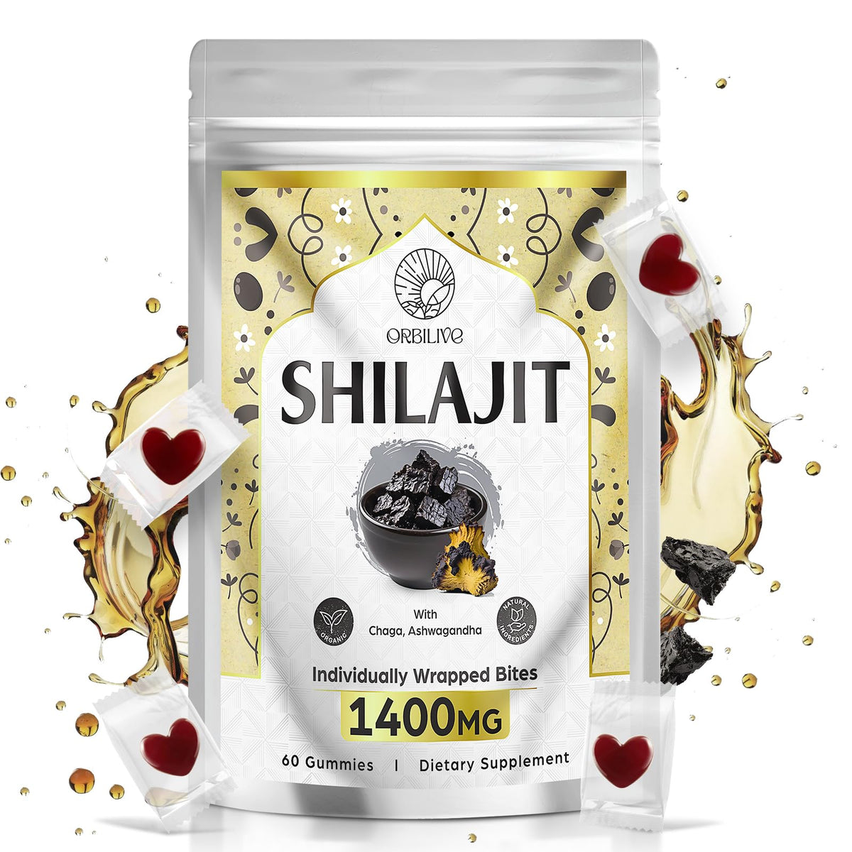 ORBILIVE Shilajit Gummies with Ashwagandha and Himalayan origin
