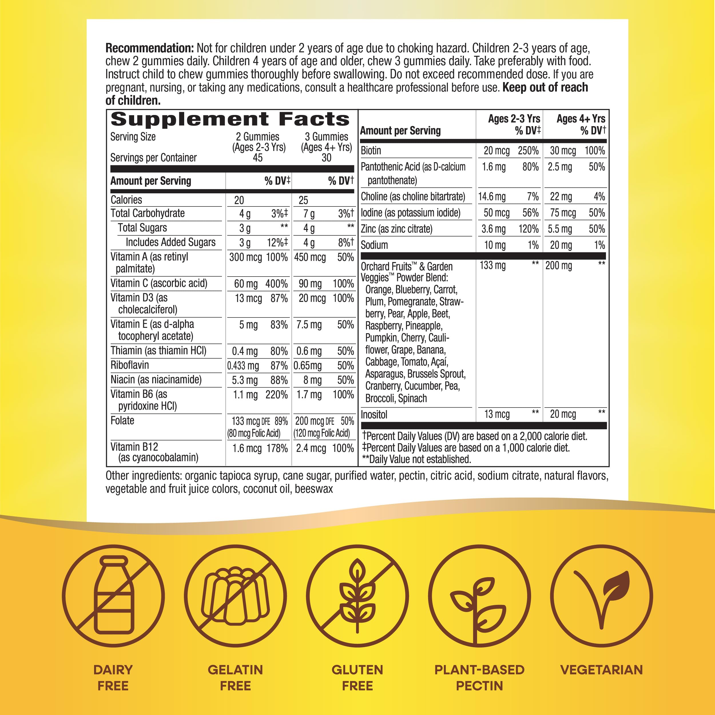 Illustration of Orchard Fruits & Garden Veggies blend (150 mg per serving)