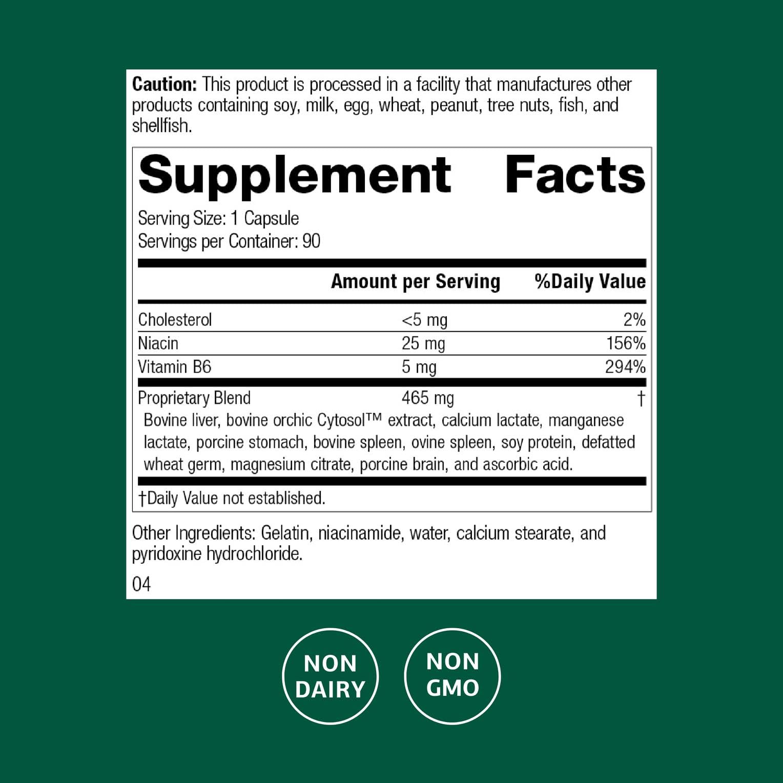 Close-up of Orchex ingredient panel highlighting soy protein, ascorbic acid, calcium lactate, and wheat germ
