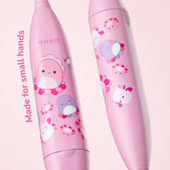 Close-up of soft bristles and slim brush head designed for children