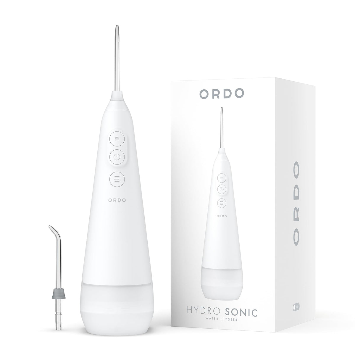 Ordo Water Flosser in white with 360-degree nozzle