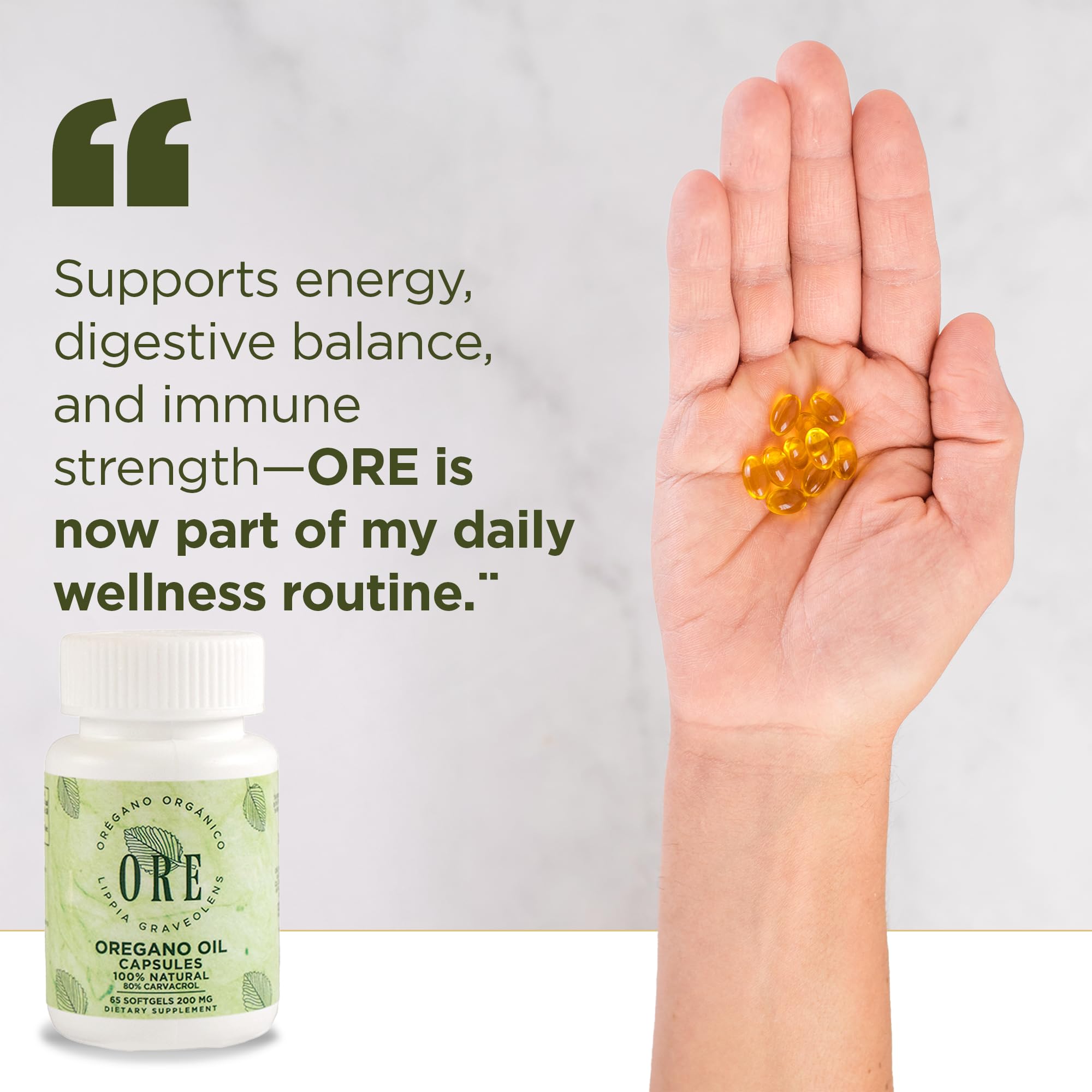 Oregano oil softgels capsule texture close-up