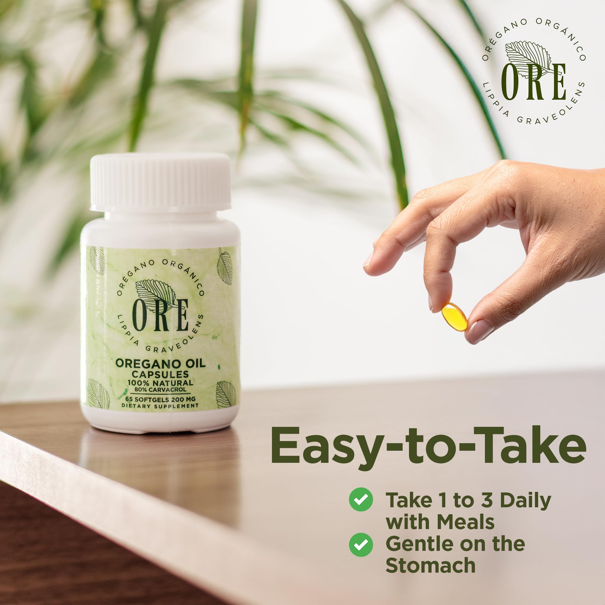 Non-GMO gluten-free oregano oil softgels packaging