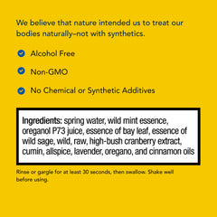 Wild cranberry flavor detail of OregaCare mouthwash