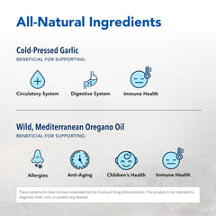OregaMax ingredient list: wild oregano, wild sumac, garlic, onion