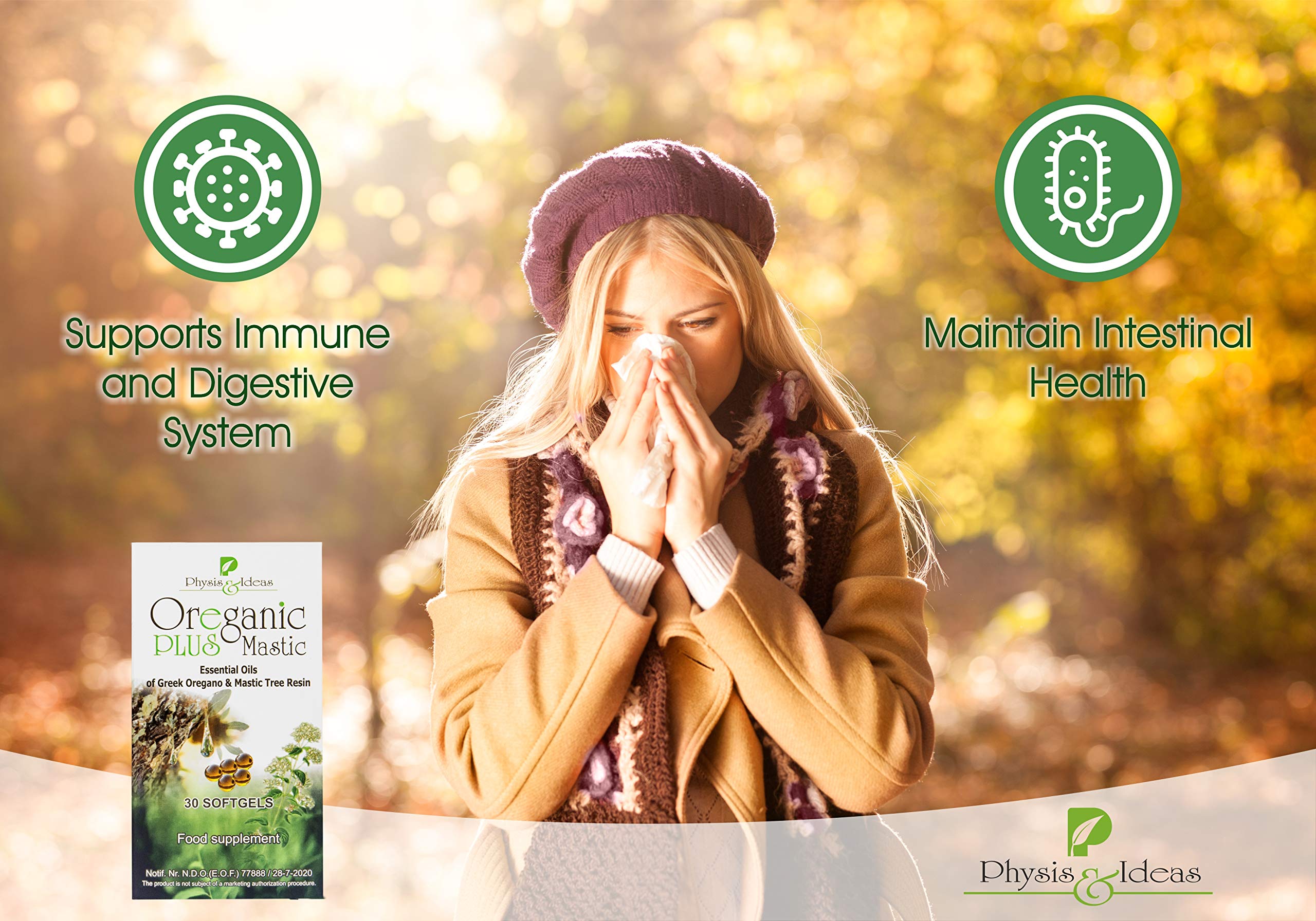 Blister pack displaying 30-count Oreganic Plus Mastic