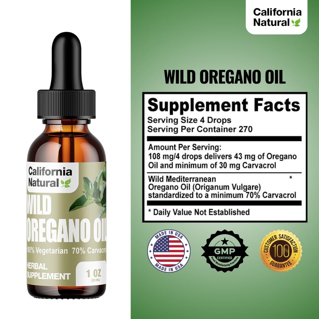Oregano oil label showing 70% carvacrol