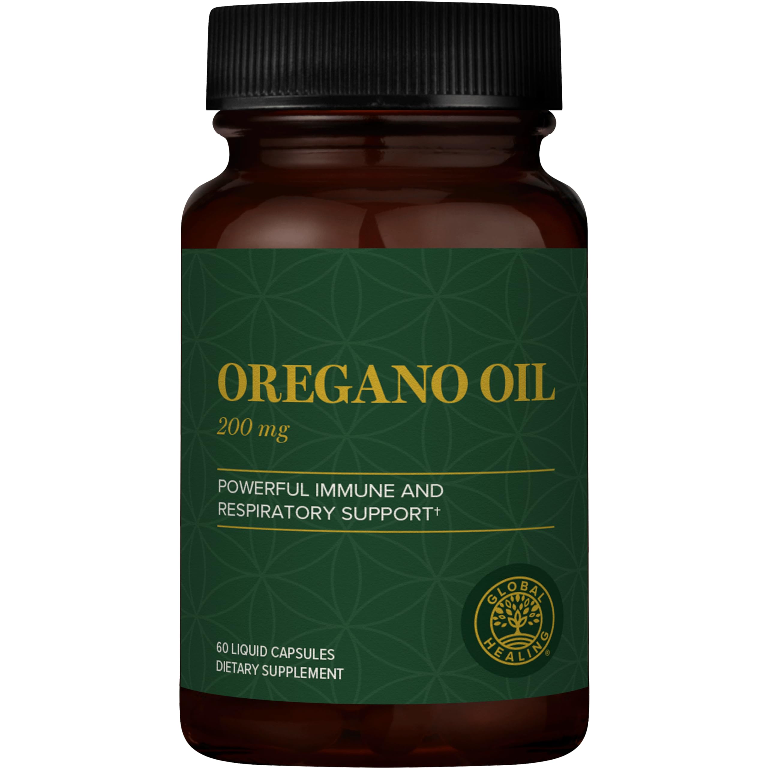 Oregano oil capsules bottle with organic ingredients