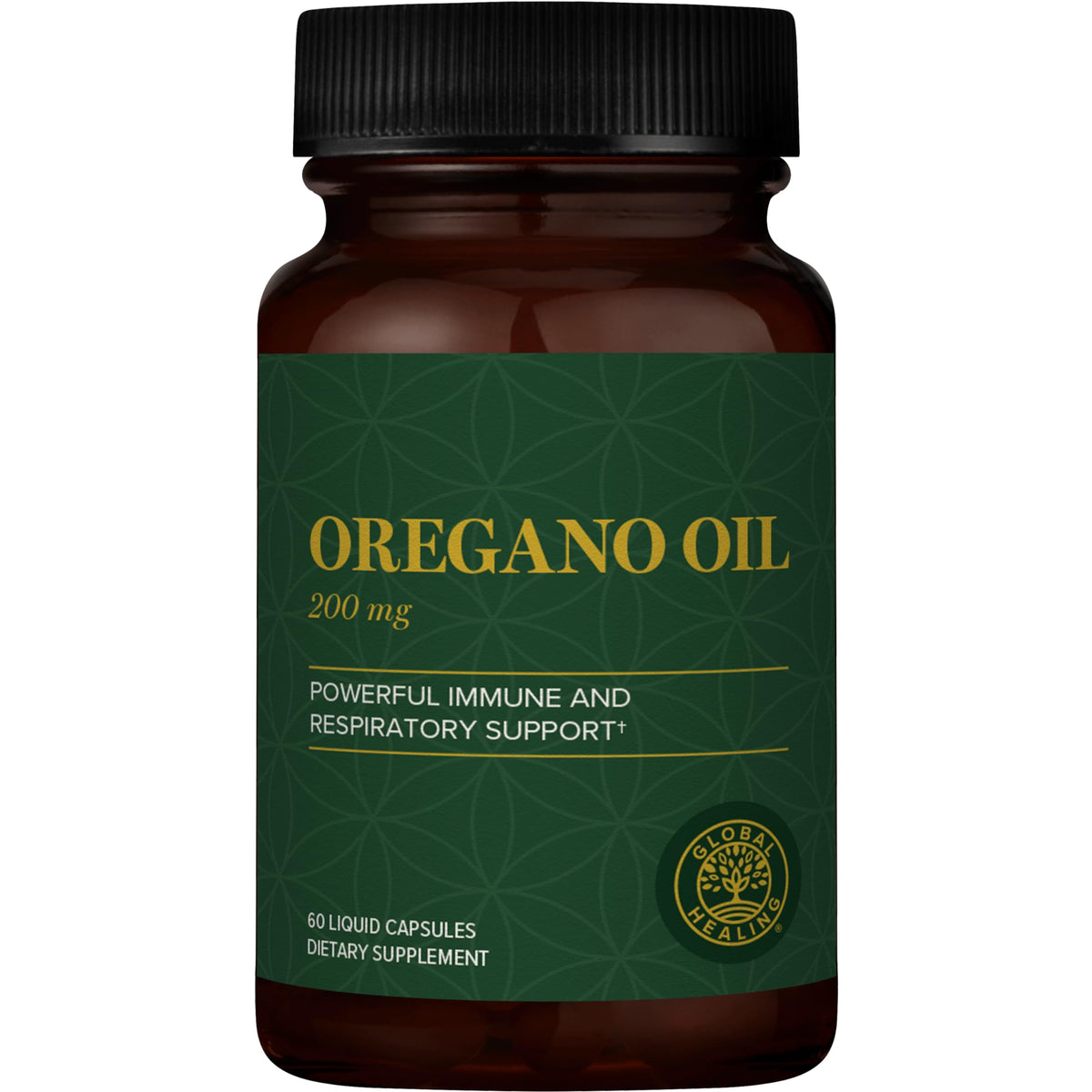 Oregano oil capsules bottle with organic ingredients