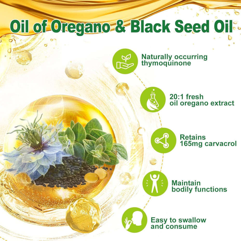 Oregano oil (carvacrol) and black seed oil (thymoquinone) for immune health
