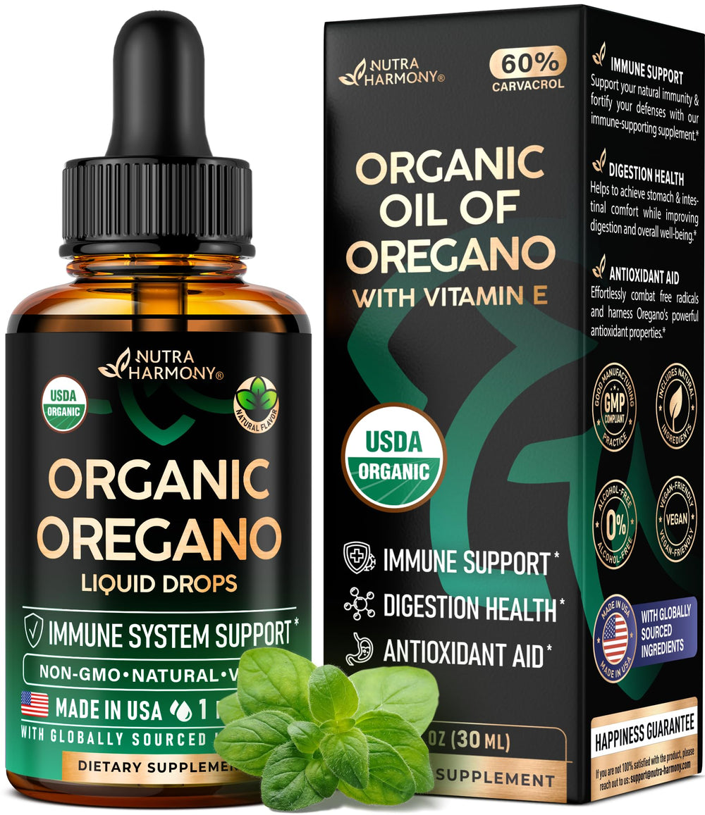Front view of the oregano oil drops bottle