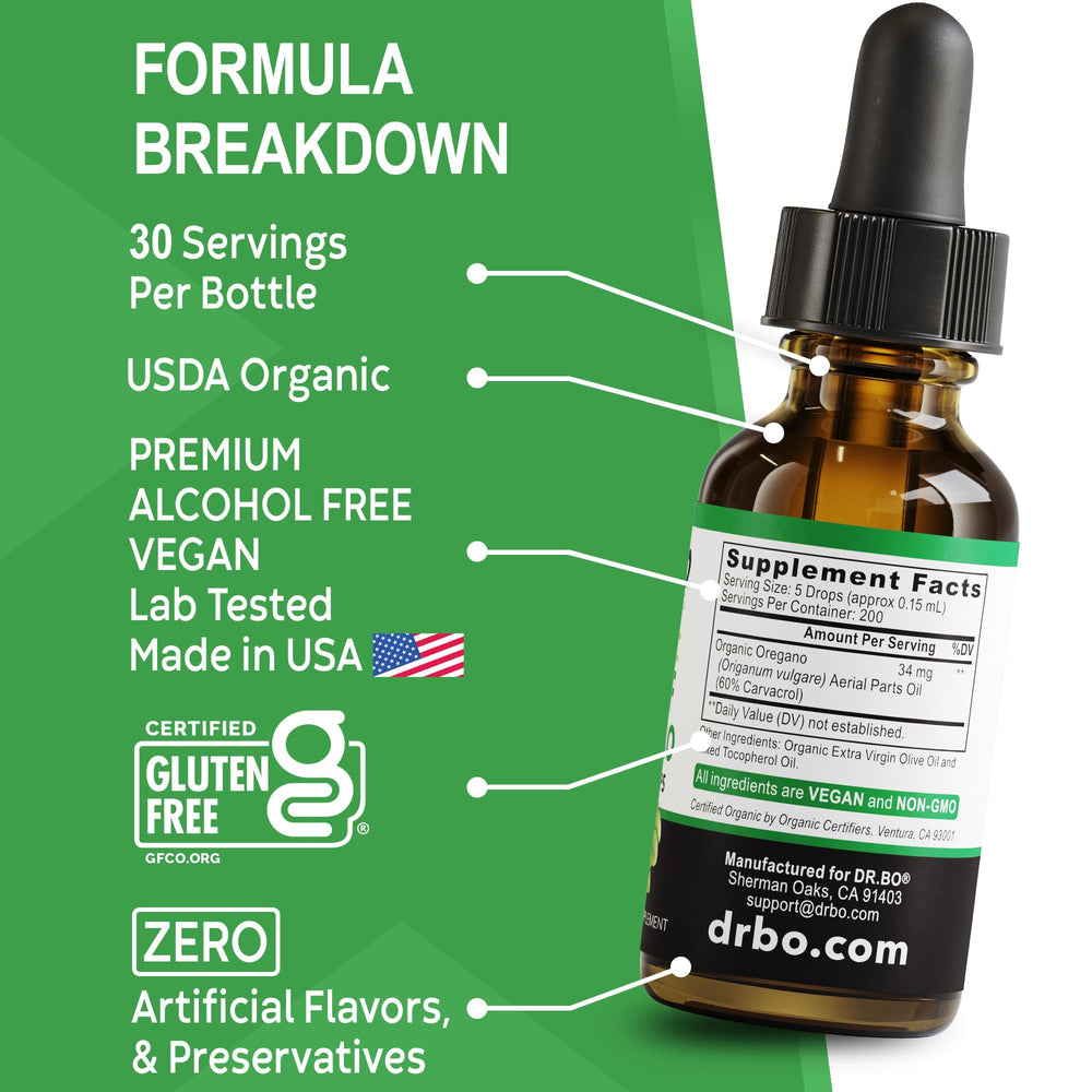 Oregano oil tincture drops bottle for easy dosing