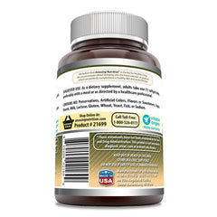 Close-up of ingredients label for oregano oil, ginger and fennel softgels