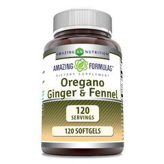 Bottle of Amazing Formulas Oregano Oil with Ginger & Fennel softgels