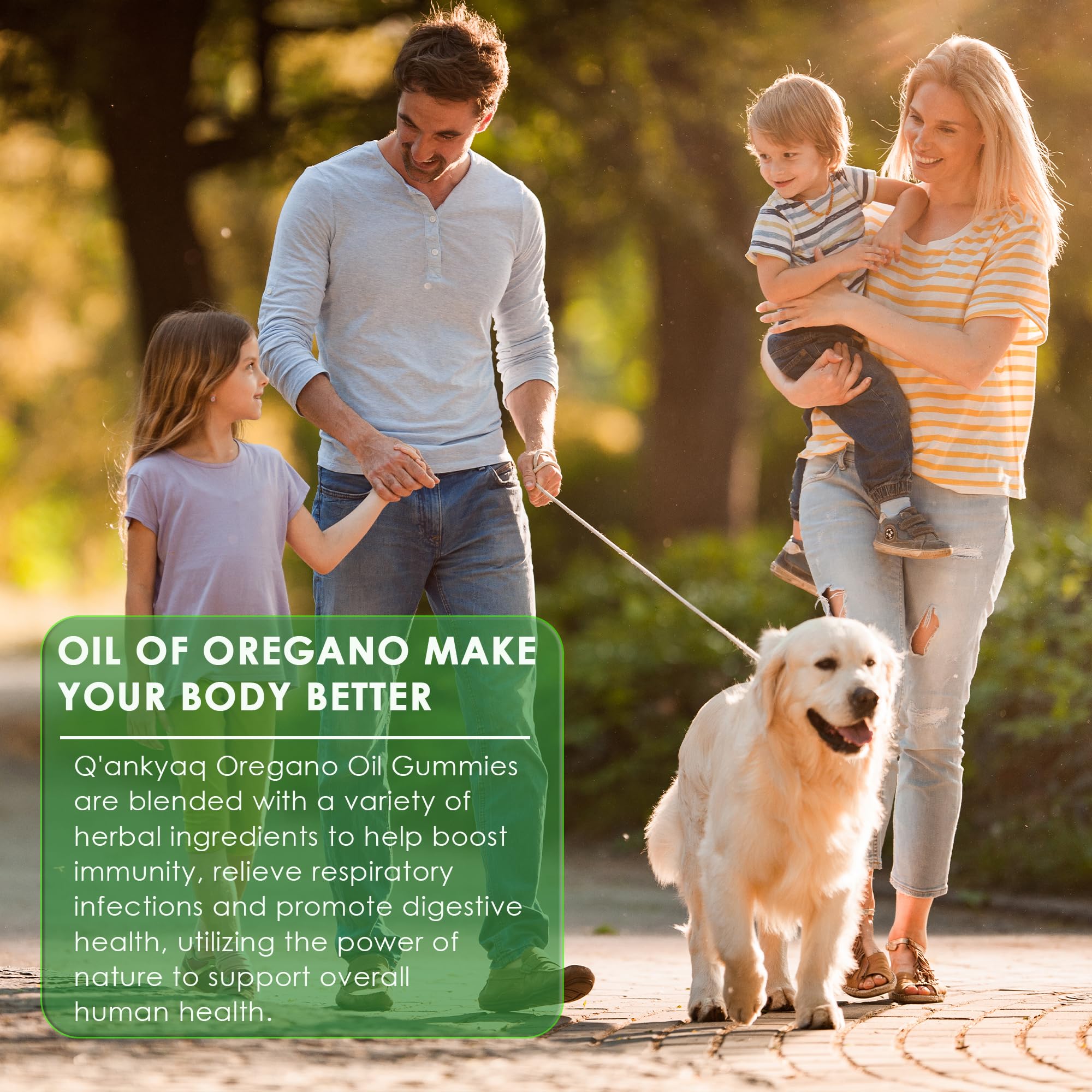 Bottle of Oregano Oil Gummies on white background