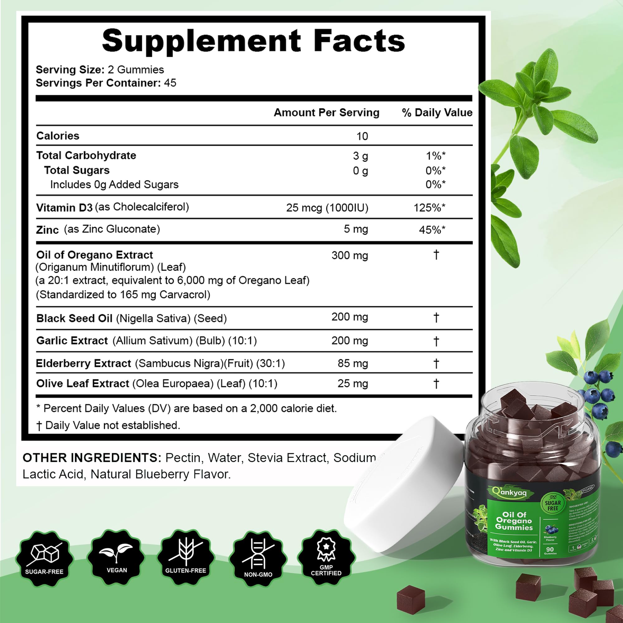 Blueberry flavor Oregano Oil Gummies