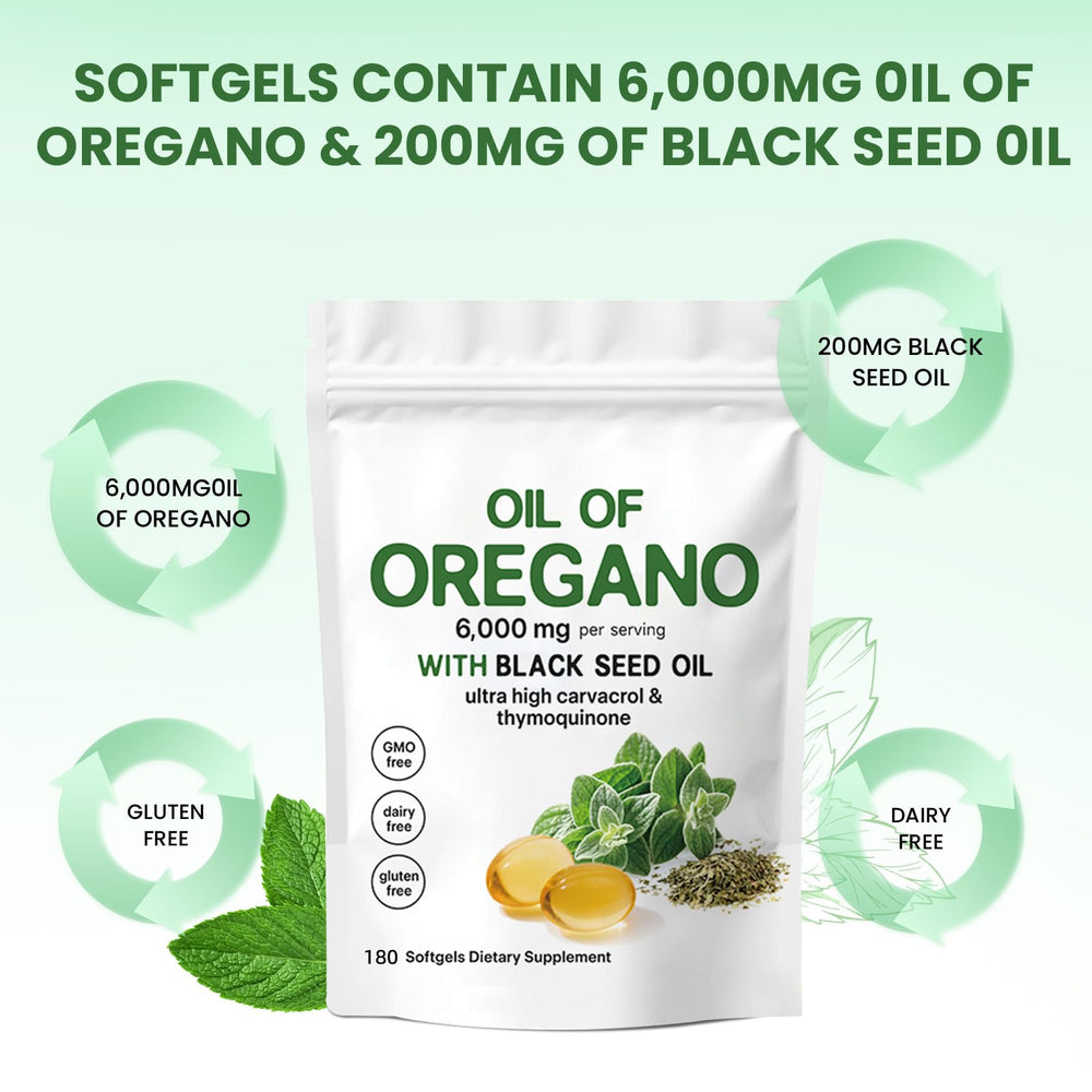 Close-up of Oregano Oil Softgels Capsules
